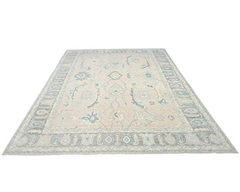 10x14 Beige Oushak Turkish Hand Knotted Soft Wool Area Rug